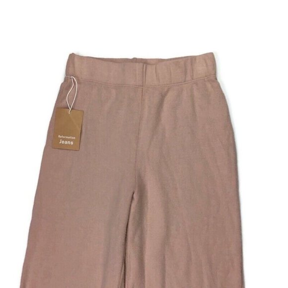 Reformation Cirrus Crop Straight Leg Knit Pants Soft Pink Lounge Cozy NEW $98 - Picture 2 of 5